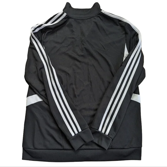 Adidas Climalite Classic 3 Stripe Full Zip Black Lightweight Running Jacket L - Picture 2 of 4